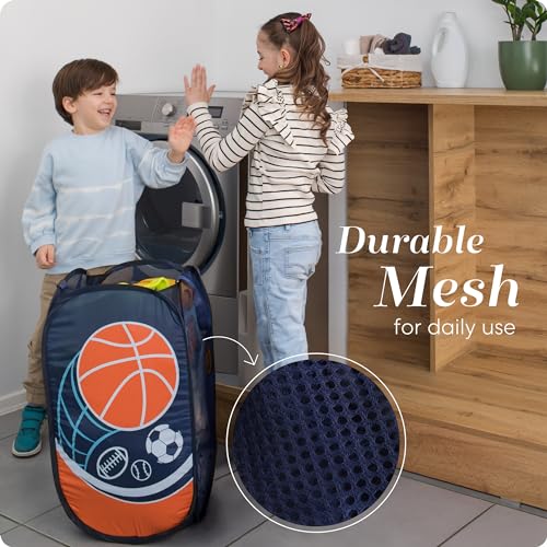 Handy Laundry Collapsible Mesh Pop Up Hamper with Wide Opening and Side Pocket - Breathable, Sturdy, Foldable, and Space-Saving Design for Clothes and Storage (Sports) - Image 5