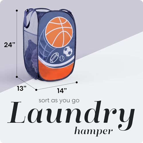 Handy Laundry Collapsible Mesh Pop Up Hamper with Wide Opening and Side Pocket - Breathable, Sturdy, Foldable, and Space-Saving Design for Clothes and Storage (Sports) - Image 2