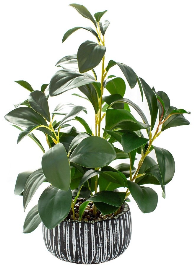 AlphaAcc Artificial Plants Decor Greenery Fake Succulents Indoor Potted Fake Plant with Rustic Black Clay Planter for Home Decor Farmhouse Room Bathroom Bedroom Kitchen Office Table Decor - Image 1