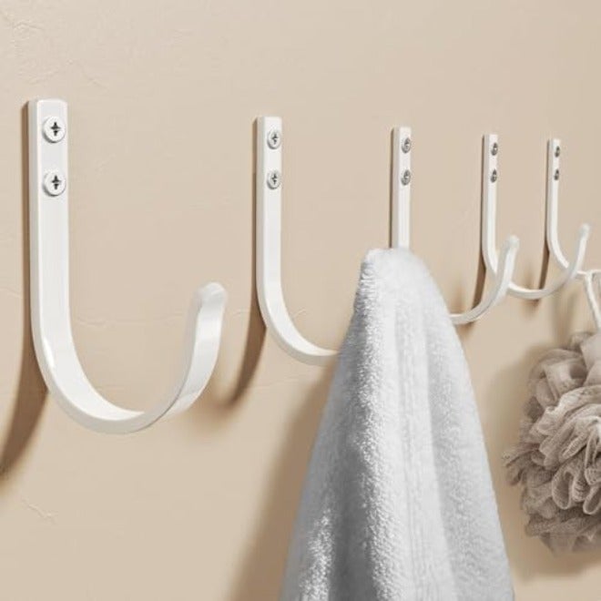 Wall Hooks for Hanging Towel/Coat - 22LB Screw in Metal Hanger Wall Mount, for Outdoor, Closet, Door, Bathrooms, for Backpack, Robe, Black 5  Pack