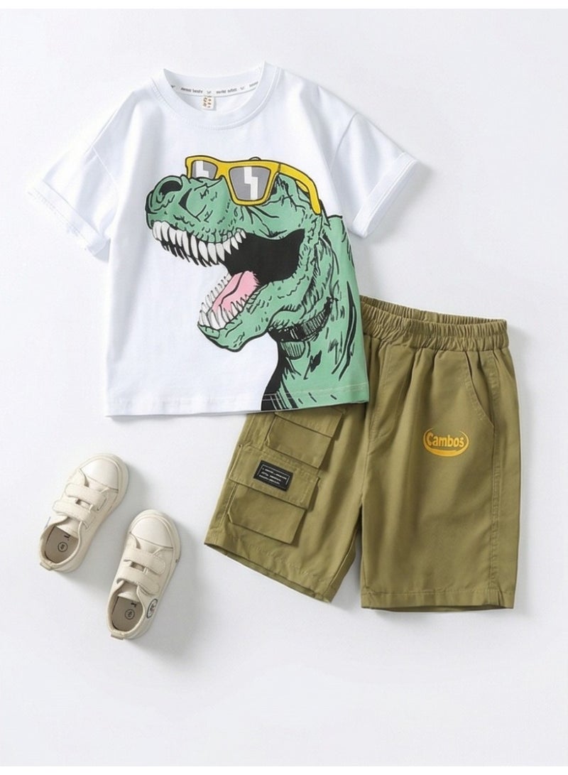Baby Boy clothes set Child Pure cotton Fashion Dinosaur Print Short Sleeve 2-piece set cozy Children's clothing - Image 1