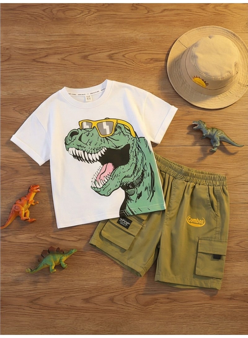 Baby Boy clothes set Child Pure cotton Fashion Dinosaur Print Short Sleeve 2-piece set cozy Children's clothing - Image 4