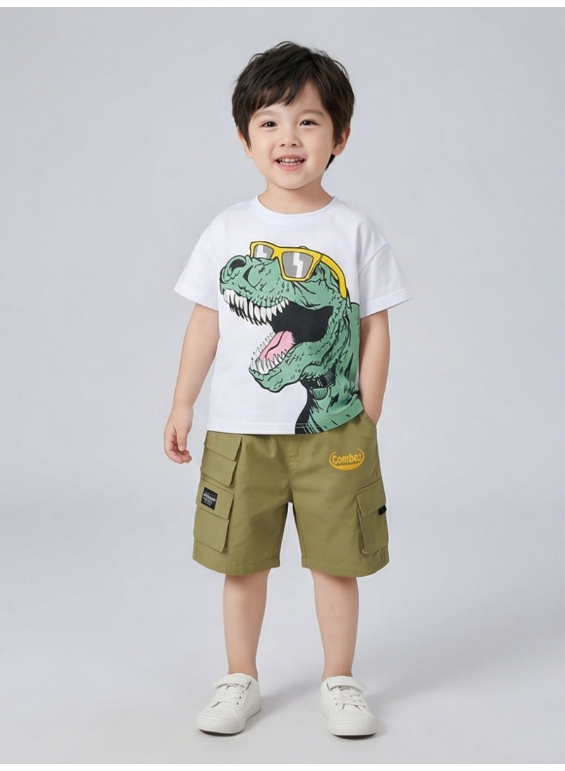 Baby Boy clothes set Child Pure cotton Fashion Dinosaur Print Short Sleeve 2-piece set cozy Children's clothing - Image 2