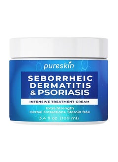 PureSkin Seborrheic Dermatitis Cream Ketoconazole: Psoriasis Eczema Treatment for Skin Scalp - Natural Relief for Flaking Irritated Skin 3.4 Oz 