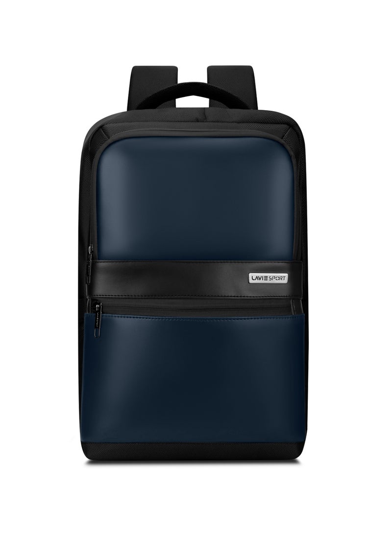 Lavie Sport Armour 24L Laptop Backpack with Trolley sleeve For Men & Women (Black/Navy) - Image 1