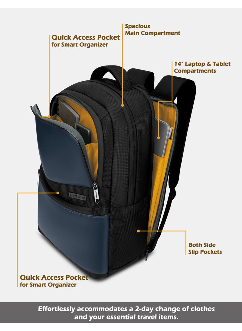 Lavie Sport Armour 24L Laptop Backpack with Trolley sleeve For Men & Women (Black/Navy) - Image 5