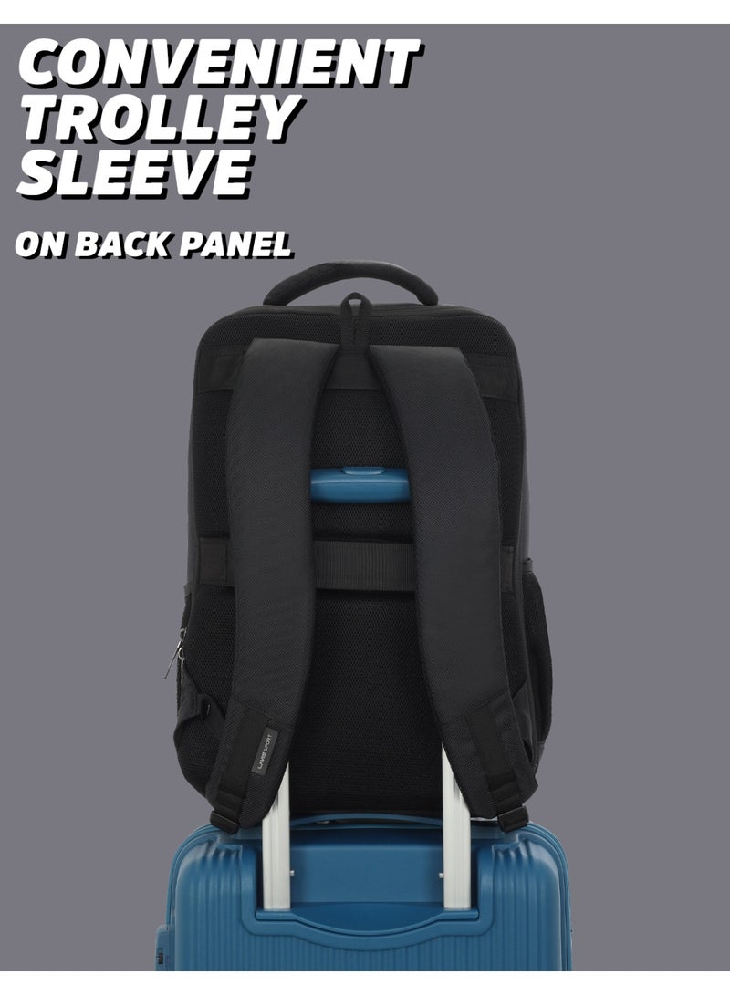 Lavie Sport Armour 24L Laptop Backpack with Trolley sleeve For Men & Women (Black/Navy) - Image 3