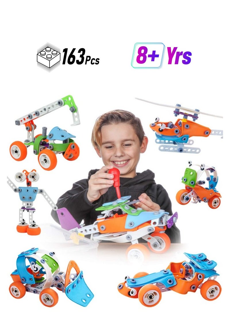 Toy Pal 7In1 Stem Toys For 6 7 8+ Year Old Boys Girls - 163 Pcs Engineering Construction Building Educational Toy For Boys Age 6-8 | Stem Activities Fun Birthday Gift  - Image 1