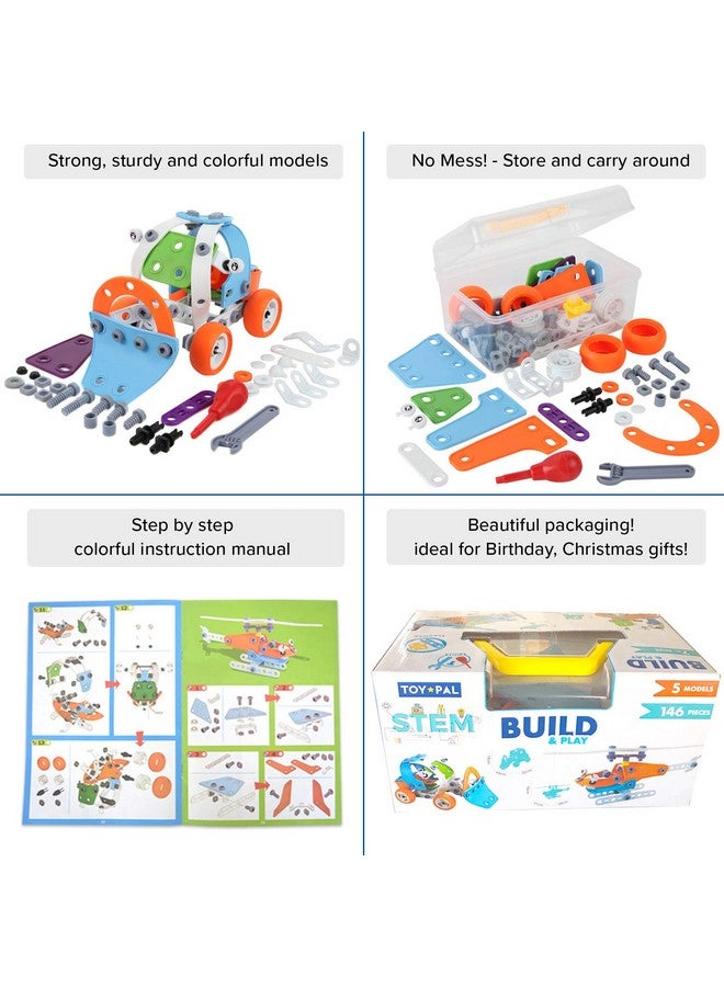 Toy Pal 7In1 Stem Toys For 6 7 8+ Year Old Boys Girls - 163 Pcs Engineering Construction Building Educational Toy For Boys Age 6-8 | Stem Activities Fun Birthday Gift  - Image 2