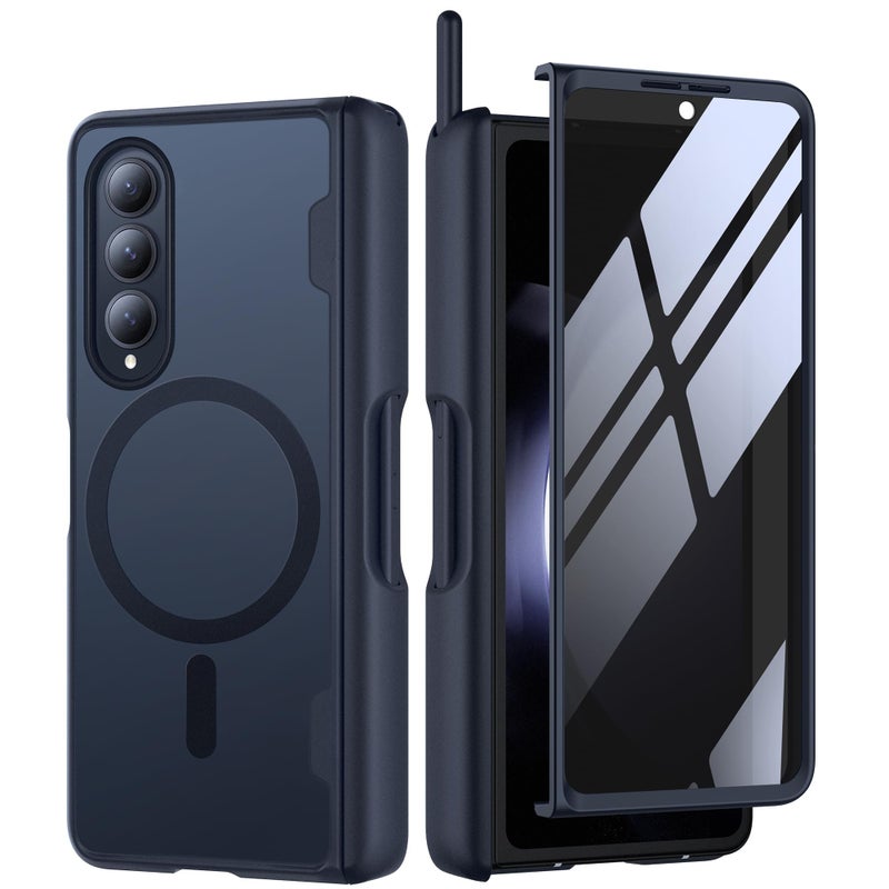 MOBOSI Magnetic for Samsung Galaxy Z Fold 4 Case Compatible with Magsafe Builtin Hinge Protection Front Screen Protector Full Body Rugged Phone Cases for Z Fold4 with S Pen Slot Privacy Black - Image 2