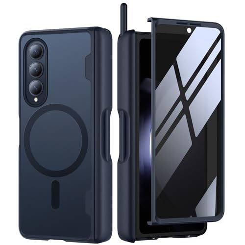 MOBOSI Magnetic for Samsung Galaxy Z Fold 4 Case Compatible with Magsafe Builtin Hinge Protection Front Screen Protector Full Body Rugged Phone Cases for Z Fold4 with S Pen Slot Privacy Black - Image 1
