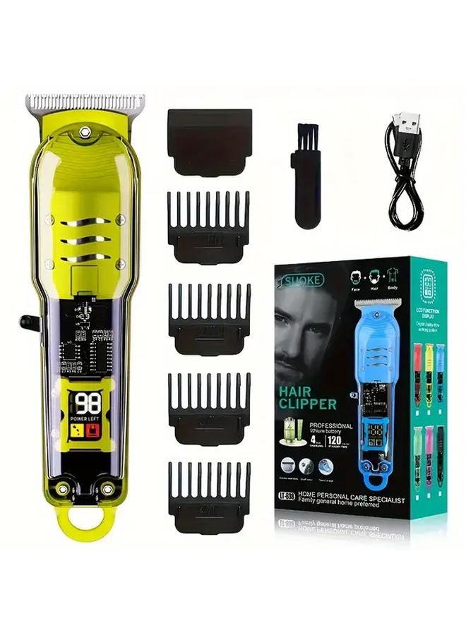 طقم قصاص شعر احترافي أصفر بشاشة LCD شاحن USB بقوة عالية لقصة اللحية - Image 5