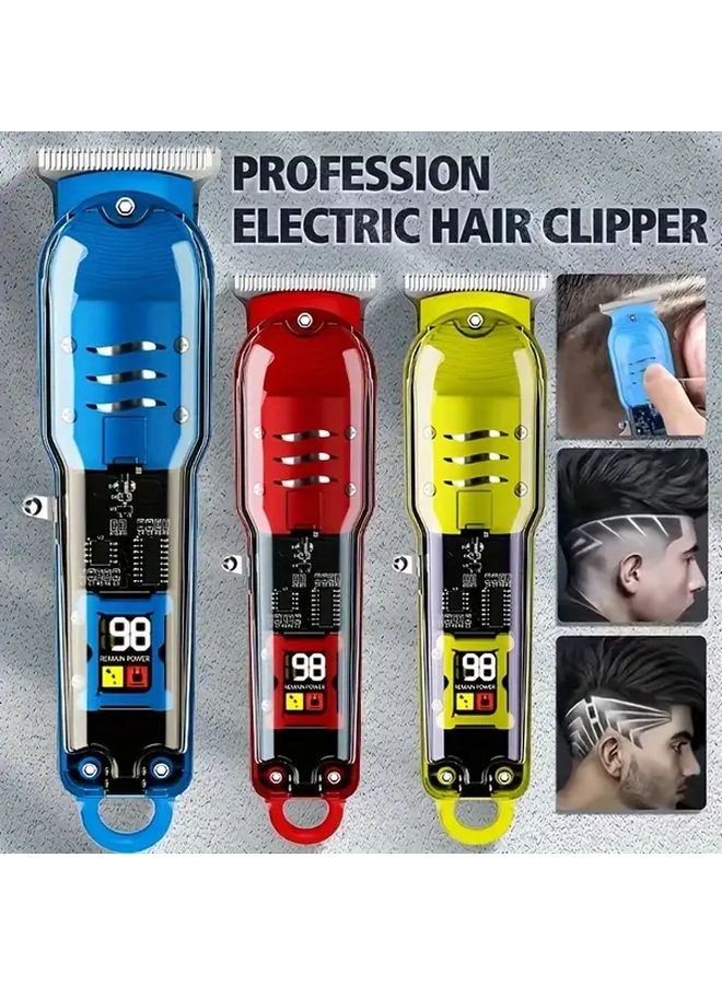 طقم قصاص شعر احترافي أصفر بشاشة LCD شاحن USB بقوة عالية لقصة اللحية - Image 2