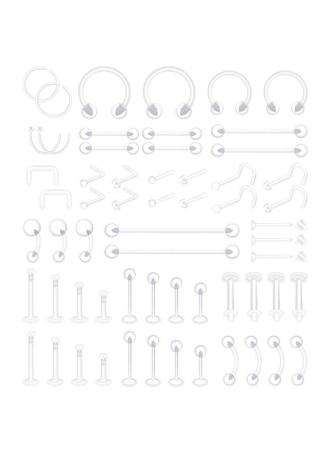 Kysppreu 60Pcs Clear Piercing Retainers for Surgery Bioflex Plastic Piercing Jewelry for Nose Belly Tongue Septum Eyebrow Lip Cartilage Tragus Helix Daith Rook Earring Retainer Industrial Bar Rings for - Image 1