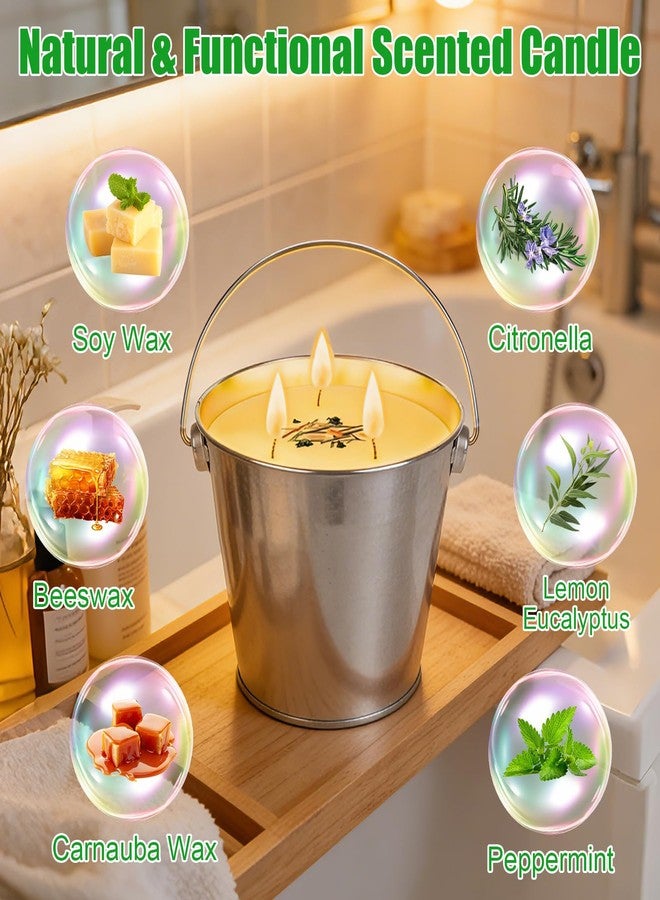 PJT Large Citronella Candles Outdoor,3 Pack 20oz (Total 60oz) Citronella Candles for Patio,200+ Hour Burn Time,3-Wick Outdoor Camping Candles for Outside,Large Soy Wax Candle for Backyard Porch Balcony - Image 3