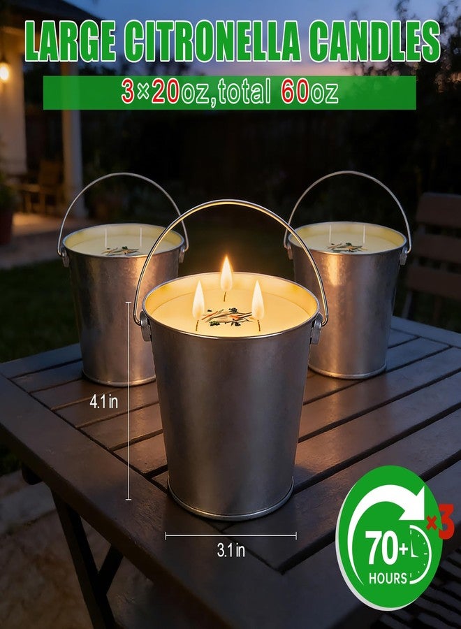 PJT Large Citronella Candles Outdoor,3 Pack 20oz (Total 60oz) Citronella Candles for Patio,200+ Hour Burn Time,3-Wick Outdoor Camping Candles for Outside,Large Soy Wax Candle for Backyard Porch Balcony - Image 2
