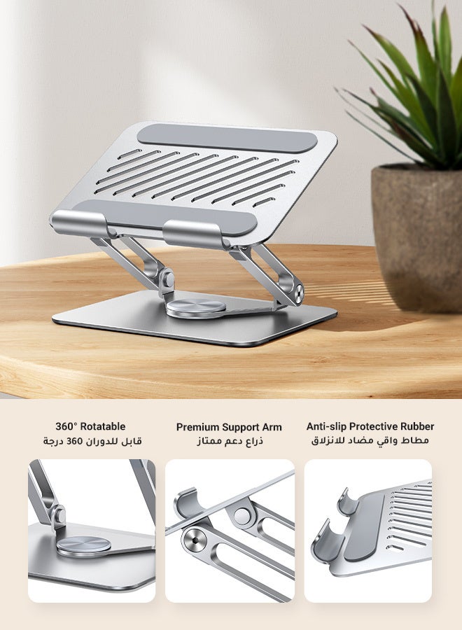 يو جرين حامل تابلت، حامل آيباد مع دوران 360 درجة وتصميم قضيب مزدوج لتعزيز الثبات، حامل معدني قابل للطي والحمل للمكتب، حامل طاولة Kindle/PS/Switch آيفون، جميع الأجهزة مقاس 4-13 بوصة - Image 5