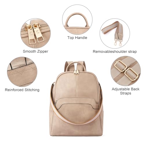 CLUCI Small Backpack for Women, Womens Backpack PU Backpack Purse for Women Leather Convertible Travel Backpack Shoulder Bags - Image 5