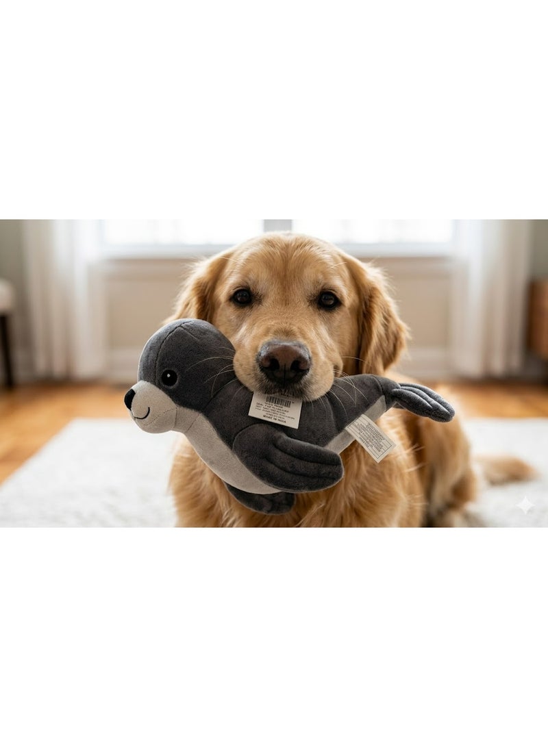 Seal Dog Toy, Grey, Soft Animal Pet Toy - Image 1