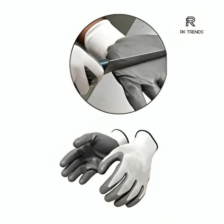 RK TRENDS Safety Gloves - Nylon Nitrile Coated Industrial & Home Cut Resistant Hand Gloves. (Grey (Nitrile Coated), Pack of 84 Pairs) - Image 5