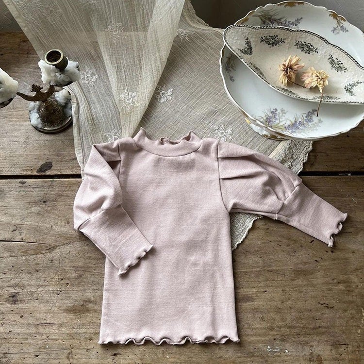 Female Baby Spring Clothes Base Shirt 2024 Korean Style Children's Clothing Baby Bubble Sleeve Ear Edge T-Shirt Newborn Clothes - Image 1