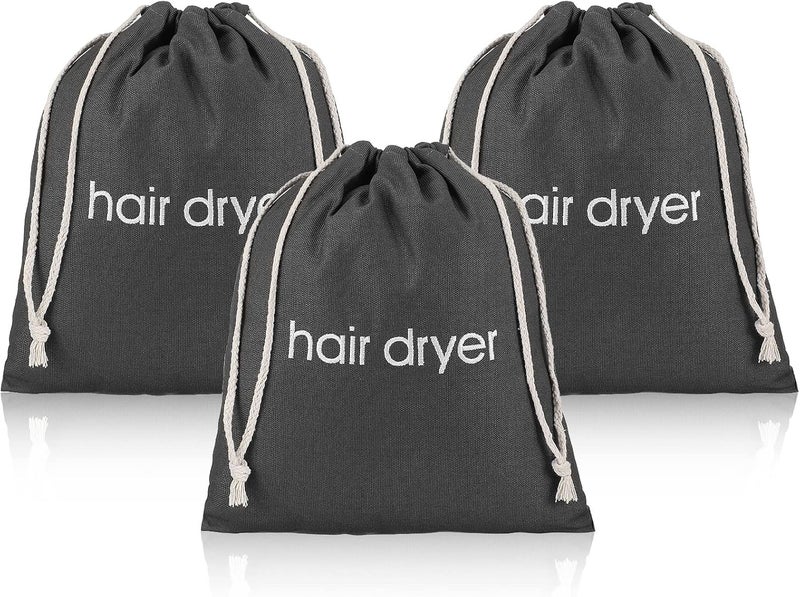 ERKXD Hair Dryer Bags Drawstring Bag Container Hairdryer Bag for travel bathroom (3 PCS Grey) - Image 1