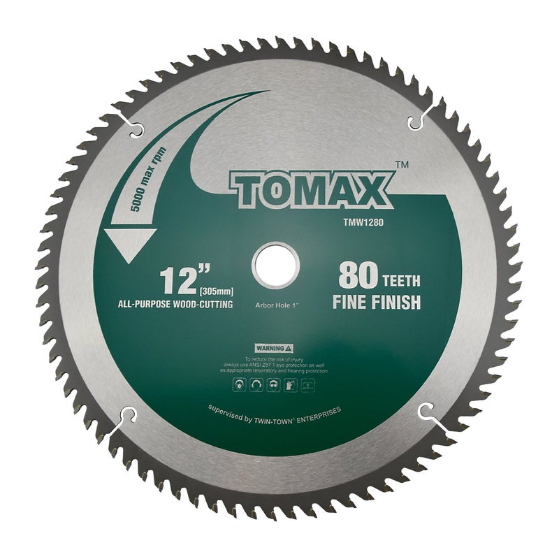 TOMAX 12-Inch 80 Tooth ATB Fine Finish Saw Blade with 1-Inch Arbor - Image 1