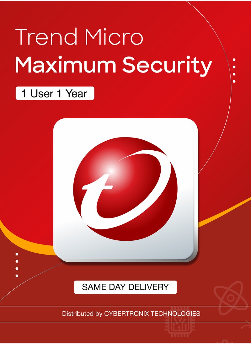Trend Micro - Trend Micro Maximum Security | 1 User 1 Year  | Digital License | Same-Day Delivery - Image 1