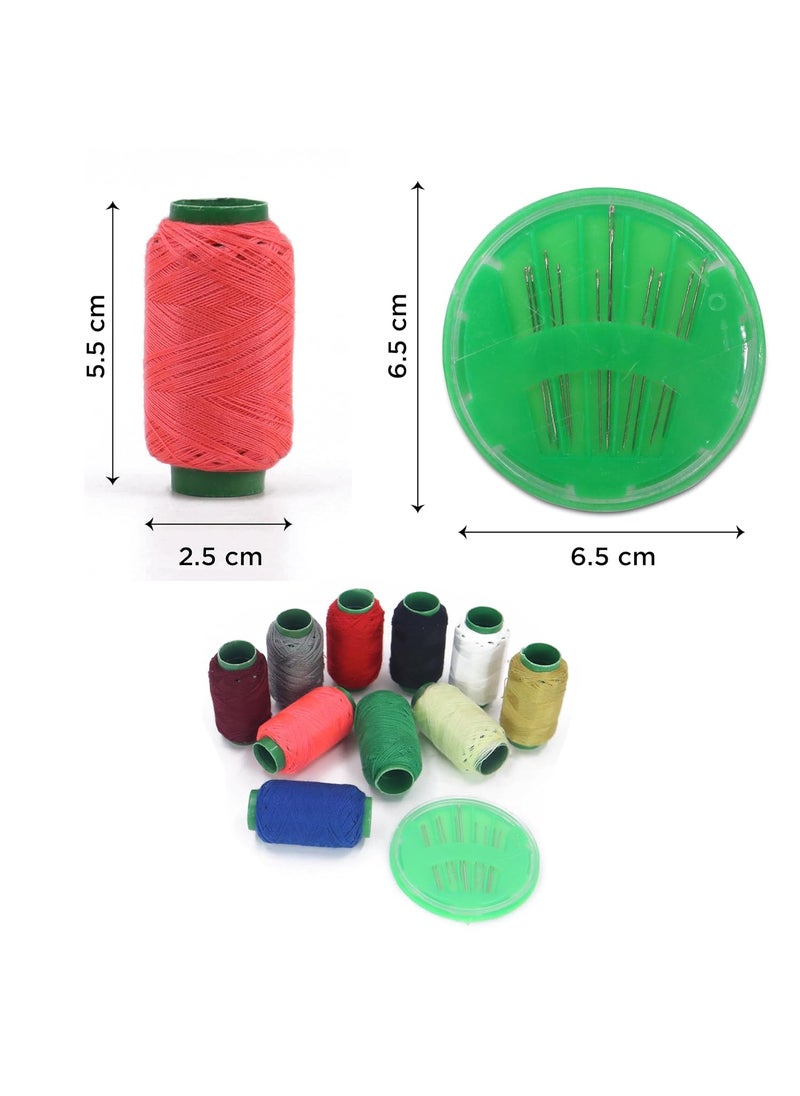 NFI essentials NFI Essentials 10 Assorted Colour Set of Polyester All-Purpose Sewing Threads for Embroidery and Sewing Machine DIY Embroidery with Sewing Needle Set  - Image 4