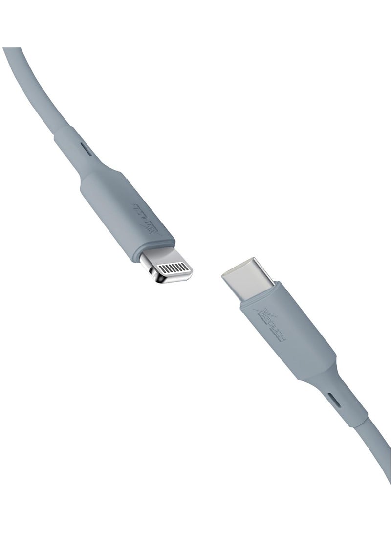 45W Type C To I Pin USB 2M Cable With Power Delivery 480Mbps Data Sync Cable Compatible With Iphone Ipad Macbook Air Grey