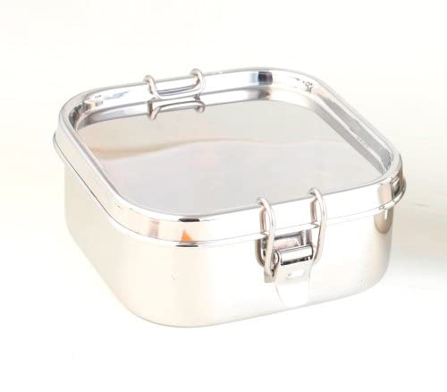 DiBha Stainless Steel Sqaure Shape Airtight, Leakproof Medium Size Solo Lunch Box/School Lunch Box for Kids/Adults, Color-Silver (Capacity-1000 ml) - Image 3