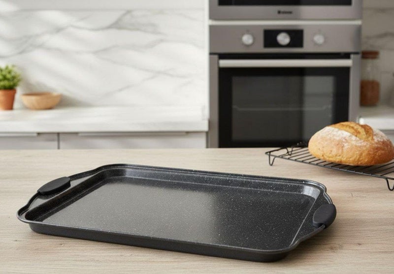 Generic Rectangular Baking Tray with Silicone-Coated Handles, Non-Stick Baking Sheet for Cakes and Cookies, .db - Image 2