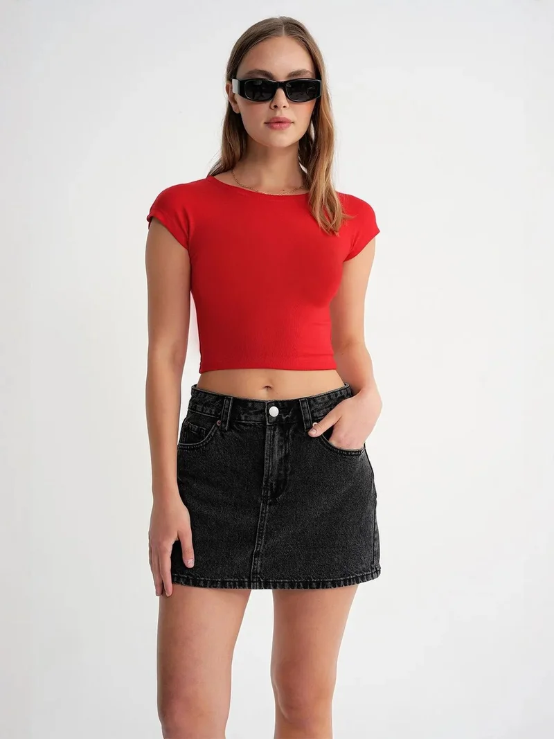 MixRay MIXRAY Slim Fit Crop T-Shirt