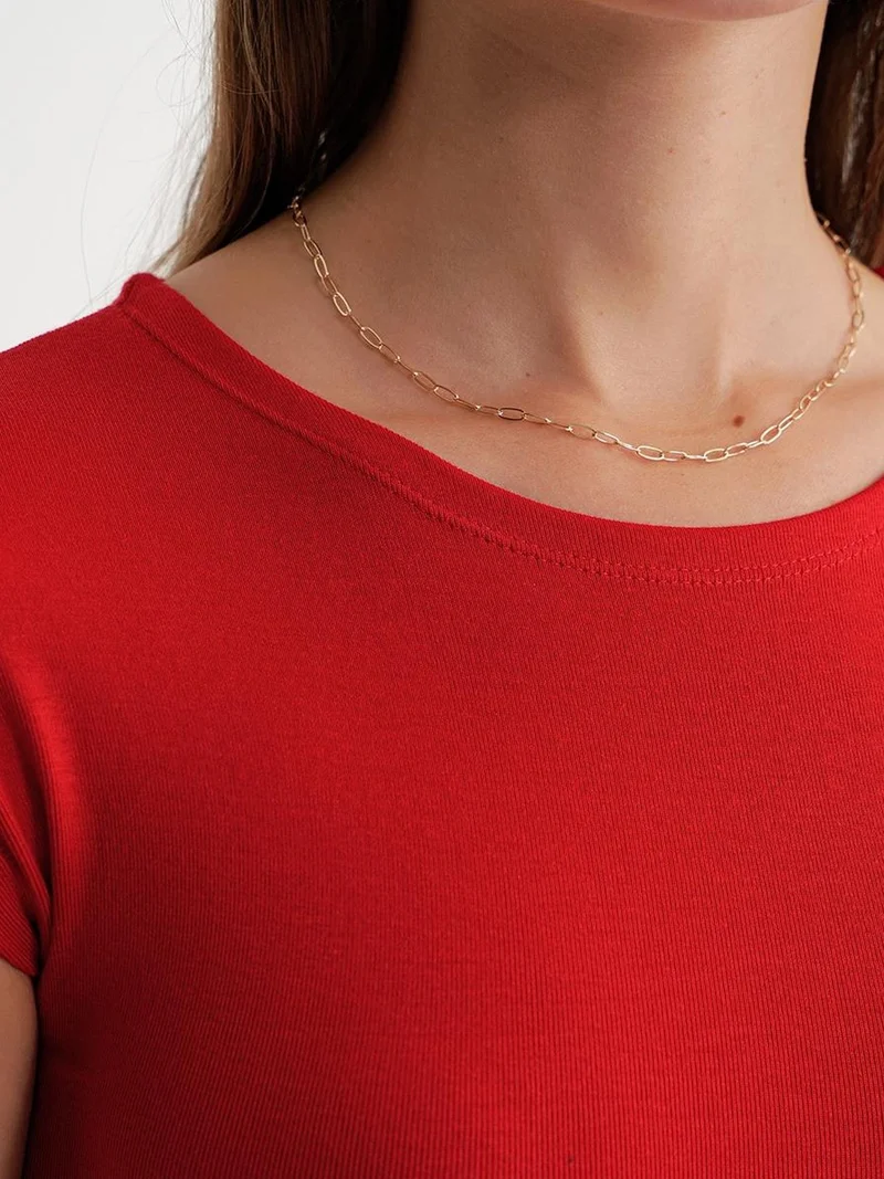 MixRay Red MIXRAY Slim Fit Crop T-Shirt for Women | Best Price UAE