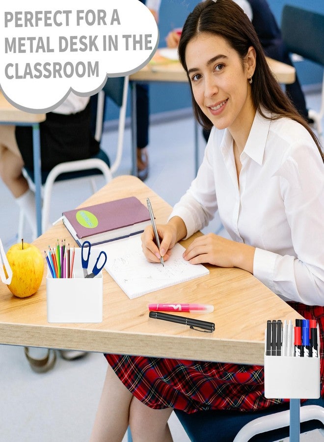 مسشيت حاملان مغناطيسيان لأقلام السبورة البيضاء، حامل أقلام رصاص وأقلام حبر للثلاجة، أقلام سبورة بيضاء وحامل أكواب، ملحقات للخزائن في المدارس والمكاتب ولوازم الفصول الدراسية، أبيض - Image 5
