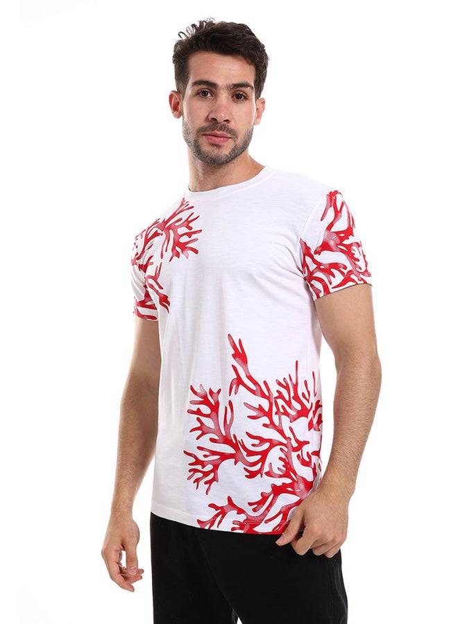 WHITE RABBIT White Rabbit White & Red Coral Reef Printed Corners Slip On Tee  - Image 2