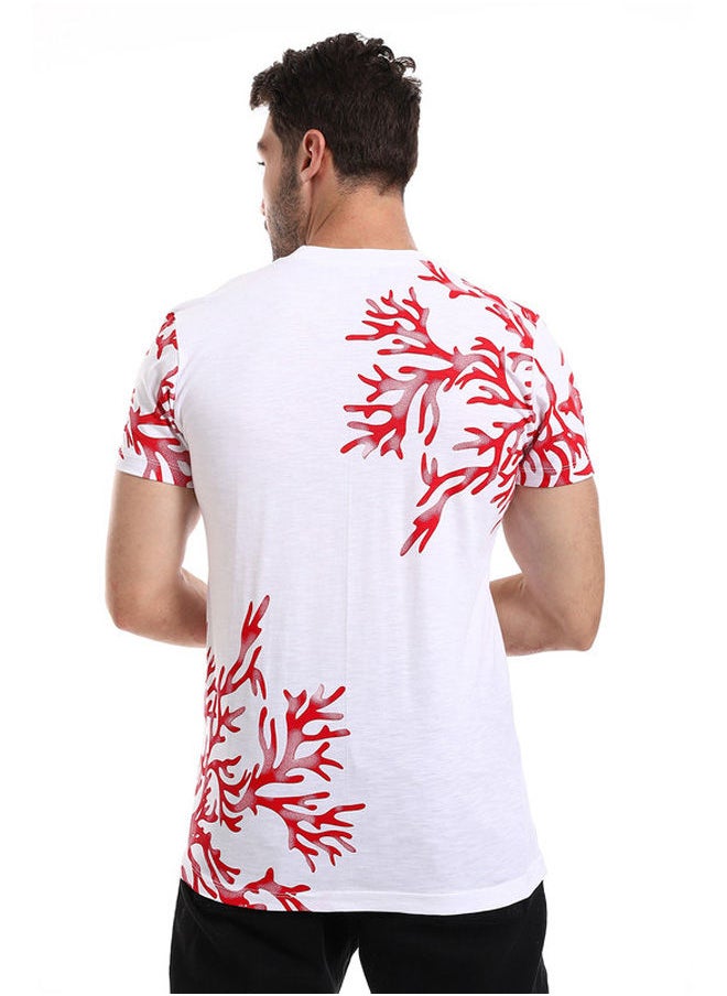 WHITE RABBIT - White Rabbit White & Red Coral Reef Printed Corners Slip On Tee - Image 1