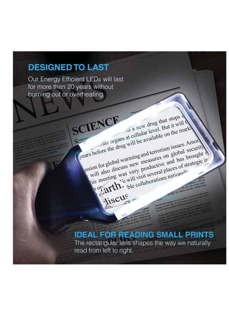 XiuWoo 3X with 5X Zoom Magnifying Glass [10 Anti Glare & Dimmable LED Lights] -Ease Strain Eyes Provide Evenly Lit Viewing Area for Reading, Low Vision, Seniors, Macular Degeneration - Image 3