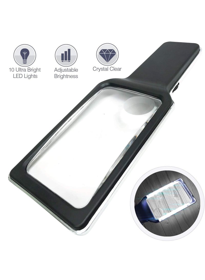 XiuWoo 3X with 5X Zoom Magnifying Glass [10 Anti Glare & Dimmable LED Lights] -Ease Strain Eyes Provide Evenly Lit Viewing Area for Reading, Low Vision, Seniors, Macular Degeneration - Image 4