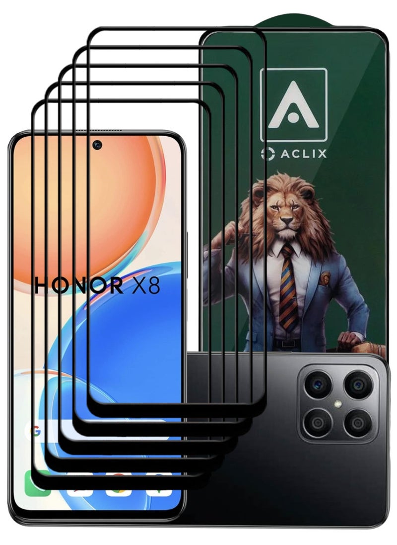 ACLIX 5 Pieces Antistatic ESD Dustproof Premium Quality High Definition Tempered Glass Screen Protector Designed For Honor X8 - Image 1