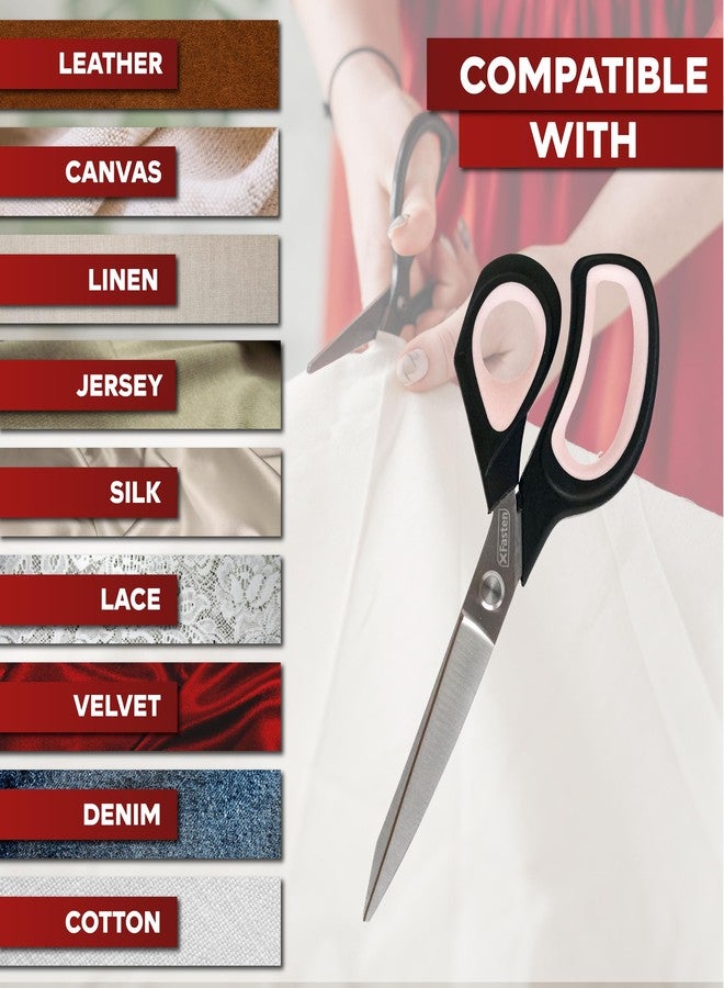 XFasten Sewing Scissors for Fabric Cutting Pink 9.5 Inch Professional Fabric Scissors Sewing | Heavy duty and Large - Image 3