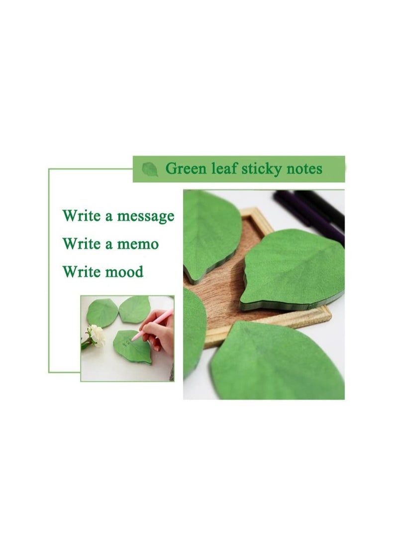 Beautiful Green Leaf-Shaped Sticky Notes Stickers - 8 Packs of Removable Self-Stick Scratch Pads for Recording and DIY Projects, Perfect for Notepads and Organization. - Image 4