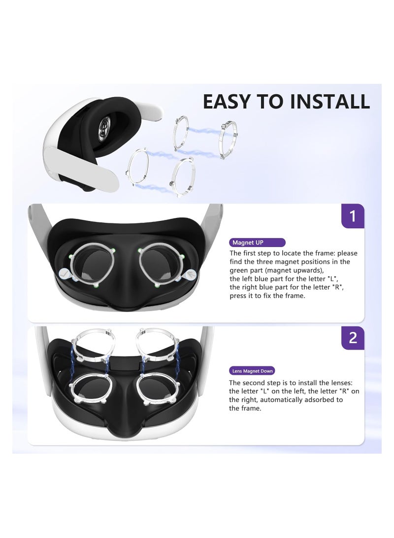 Excefore Anti-Blue Lens Frame Compatible for Meta Quest 3 Lens Protector Accessories, Glasses Spacer, Lens Replacement, Anti-Glare, Anti-Dust, Anti-Scratch Easy to Install and Remove, Protect Your Eyes - Image 5