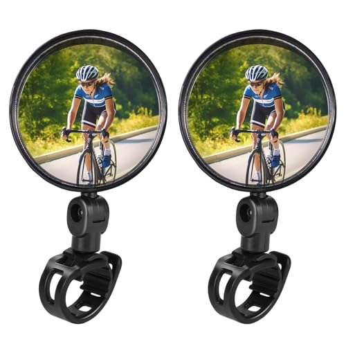 TAGVO 2 pcs Bike Mirror, Bicycle Rear View Mirror Bike Cycling Mirror, Adjustable Handlebar Mirror, Convex Handlebars Mirror for Mountain Bike Road Bike Ebike Scooter - Image 1