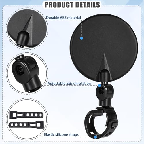 TAGVO 2 pcs Bike Mirror, Bicycle Rear View Mirror Bike Cycling Mirror, Adjustable Handlebar Mirror, Convex Handlebars Mirror for Mountain Bike Road Bike Ebike Scooter - Image 3