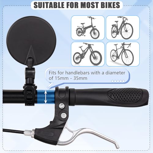 TAGVO 2 pcs Bike Mirror, Bicycle Rear View Mirror Bike Cycling Mirror, Adjustable Handlebar Mirror, Convex Handlebars Mirror for Mountain Bike Road Bike Ebike Scooter - Image 2