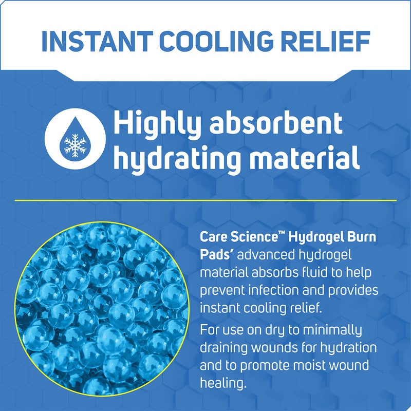 Care Science Hydrogel Sterile Burn Dressing Bandage Pads for Burn Relief, 4 ct | Instant Cooling Relief for Minor Burns & Wounds - Image 4