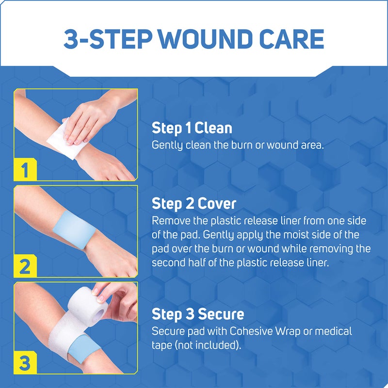 Care Science Hydrogel Sterile Burn Dressing Bandage Pads for Burn Relief, 4 ct | Instant Cooling Relief for Minor Burns & Wounds - Image 5