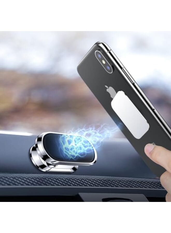 إي سي في في حامل هاتف مغناطيسي للسيارة، حامل هاتف معدني مغناطيسي قوي للسيارة، حامل لوحة القيادة العالمي قابل للتعديل 360 درجة يناسب آيفون وسامسونج وجميع الهواتف الذكية مع لاصق فضي - Image 2