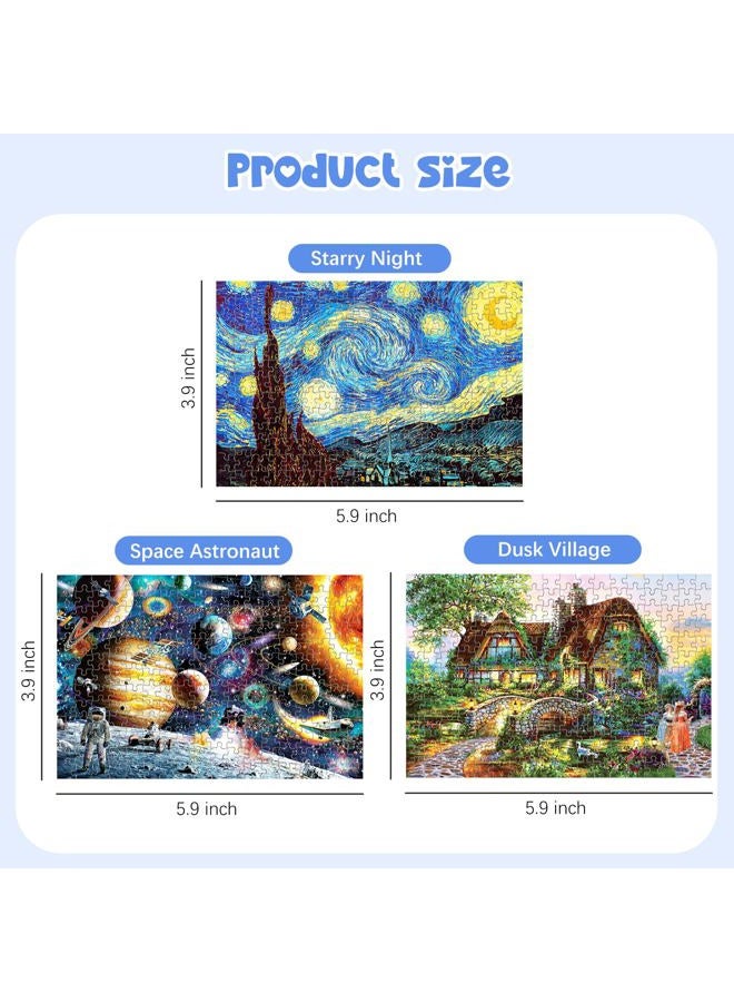 LOSFPVR 234 Pieces Mini Jigsaw Puzzles for Adults & Kids, 6" x 4" Small Jigsaw Puzzles Capsule Tube Jigsaw Puzzles Intelligent Game, Starry Night Space Astronaut Dusk Village 3 Pack - Image 2